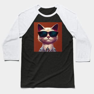 Cool Cat in Shades and a Suit Baseball T-Shirt